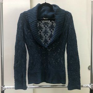 Charlotte Russe Blue Shawl Crochet Sweater